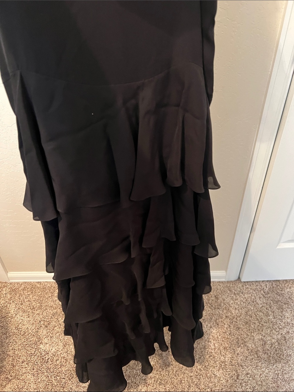 Black Ruffle Tiered Women's evening, long skirt